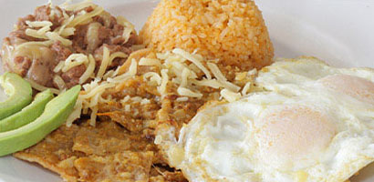 platter of breakfast food items
